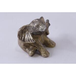 Baby Elephant Brass Statue, 2 inches, Little, Animal Figure, Wisdom, Strength,